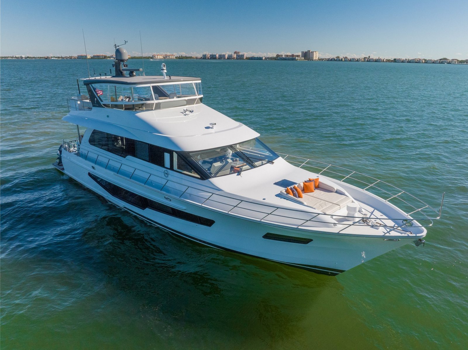 Cheoy Lee motor yacht aerial profile Southeast Florida